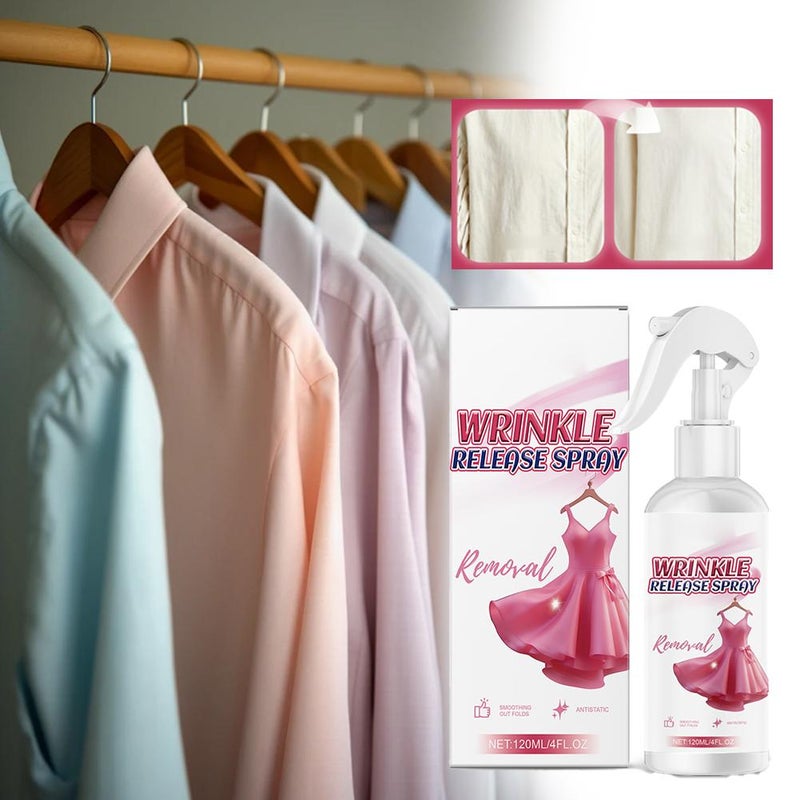 Wrinkle Release Spray Static Guard Spray – 120ml Portable Fabric Refresh Mist with Fresh Scent, Smooths Wrinkles & Reduces Static for Shirts, Travel, Daily Wear - Image 2